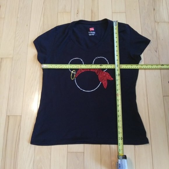 Embellished Black V neck tee Pirate gypsy mouse - Picture 5 of 9